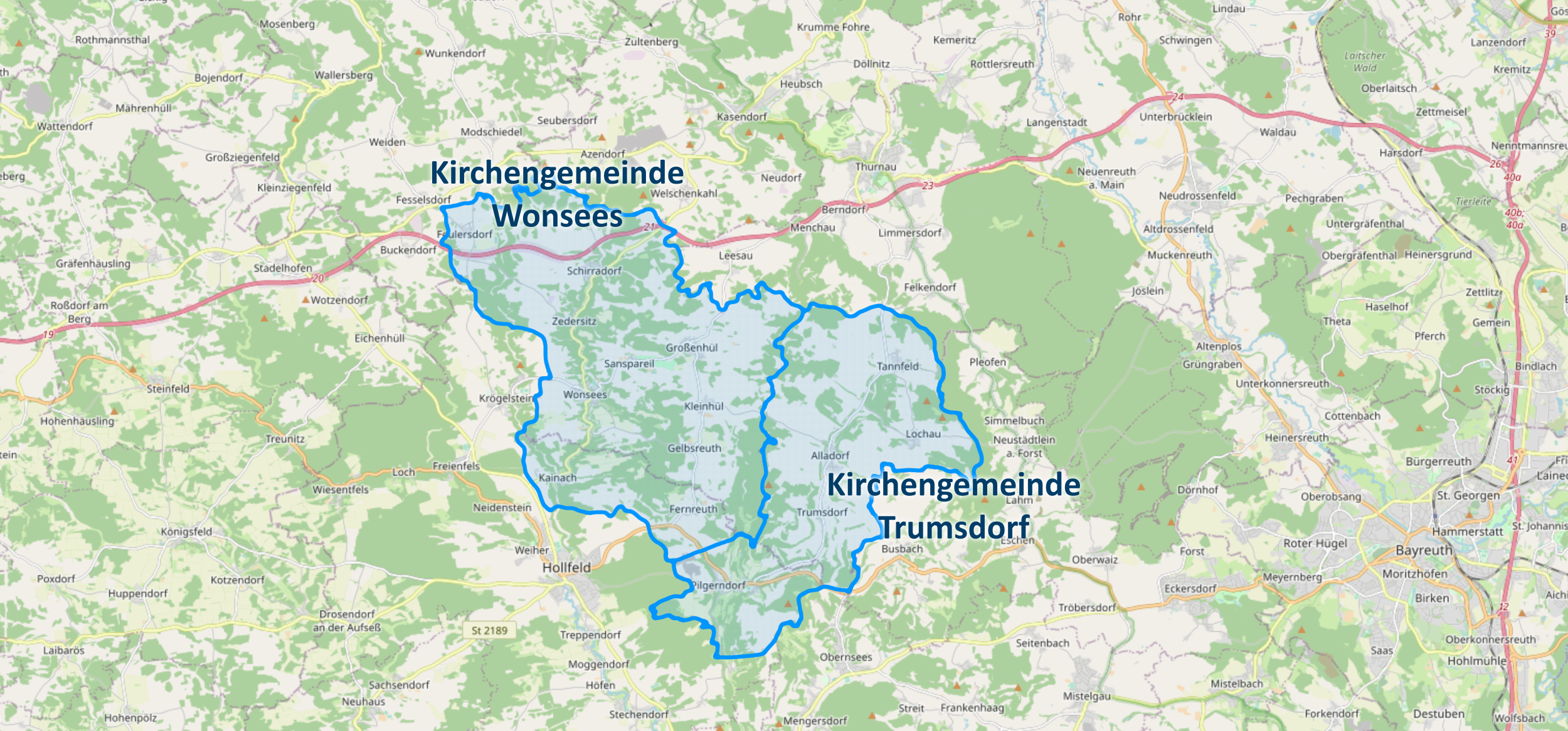 Gemeindegrenzen auf Landkarte